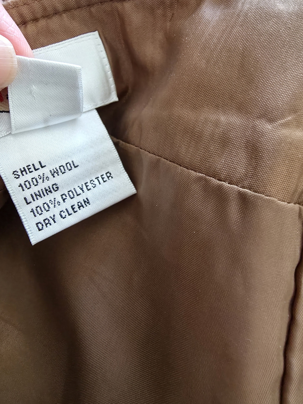 Talbots Camel Brown 100% Wool Herringbone Button-Front A-Line Skirt Size 10 - Picture 6 of 7